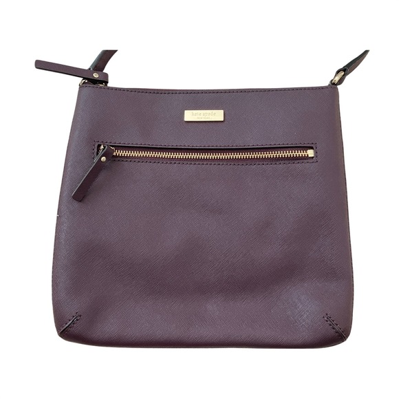 kate spade Handbags - Kate Spade New York Saffiano Leather Crossbody Purse Plum Gold Tone Hardware